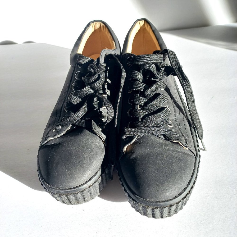 TOETOS Womens Black Durable Platform Sneakers Shoes Reinna size 8 1/2M